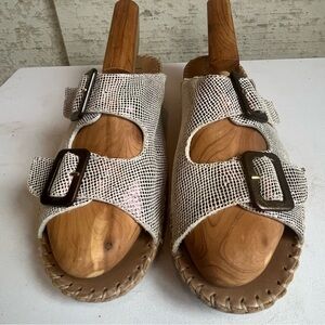 La Plume Leather Women's Sandals in Black and White Made in Italy Size 38